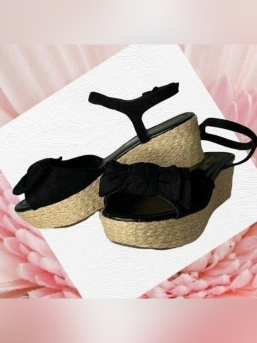 Liz Claiborne Women’s Brooklyn Wedge Sandal With Black Bow Tie